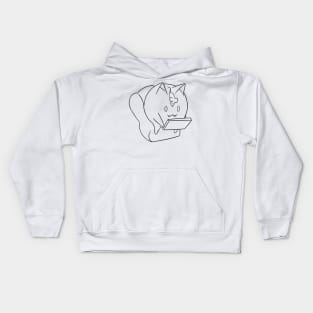 Cat sitting with a mouse near the fireplace Kids Hoodie